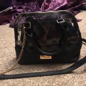 Bebe Clear And Black Bag W/ Goldtone Chain Strap. Optional Leather Black Bag.